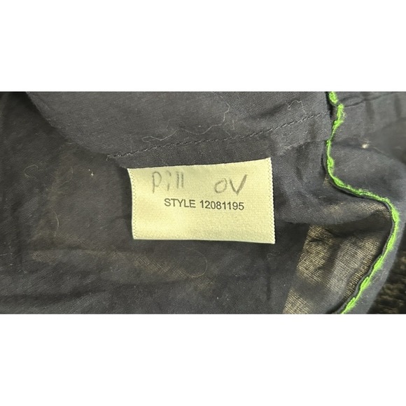 Tory Burch Ruffle Front Tank Top Navy Blue Green Stitching Buttons Size‎ 8 - Picture 7 of 8